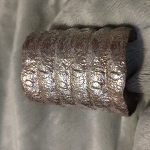 Designer Emmanuelle Duca Sand Cast Sterling Silver Cuff Bracelet